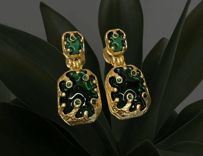Aretes de Recina chapa de oro